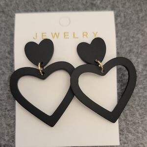 Black Heart Drop Earrings